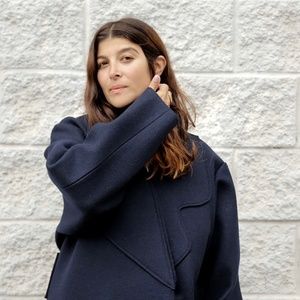 Jacquemus navy blue le manteau wool coat O/S